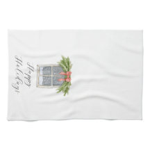 Toalla de cocina de ventana vintage para felices f