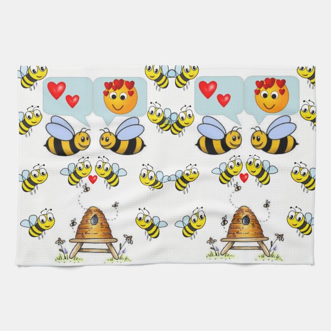 Toalla de cocina decorativa de abejas negras blanc (Horizontal)