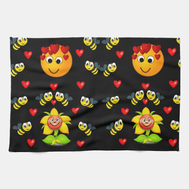 Toalla de cocina decorativa de abejas negras blanc (Horizontal)