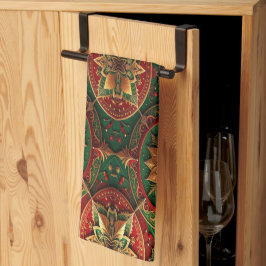 Toalla de cocina decorativa navideña roja y verde