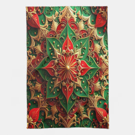 Toalla de cocina decorativa navideña roja y verde