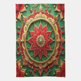 Toalla de cocina decorativa navideña roja y verde