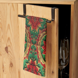 Toalla de cocina decorativa navideña roja y verde