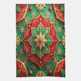 Toalla de cocina decorativa navideña roja y verde
