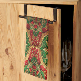 Toalla de cocina decorativa navideña roja y verde