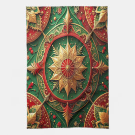 Toalla de cocina decorativa navideña roja y verde