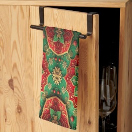 Toalla de cocina decorativa navideña roja y verde