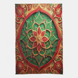 Toalla de cocina decorativa navideña roja y verde