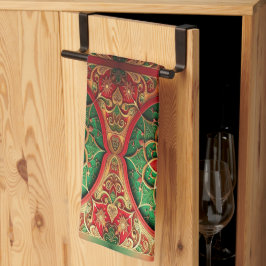 Toalla de cocina decorativa navideña roja y verde