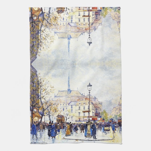 Toalla de cocina del arte de la escena de la calle (Vertical)