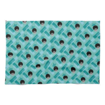 Toalla de cocina del arte moderno en aguamarina y