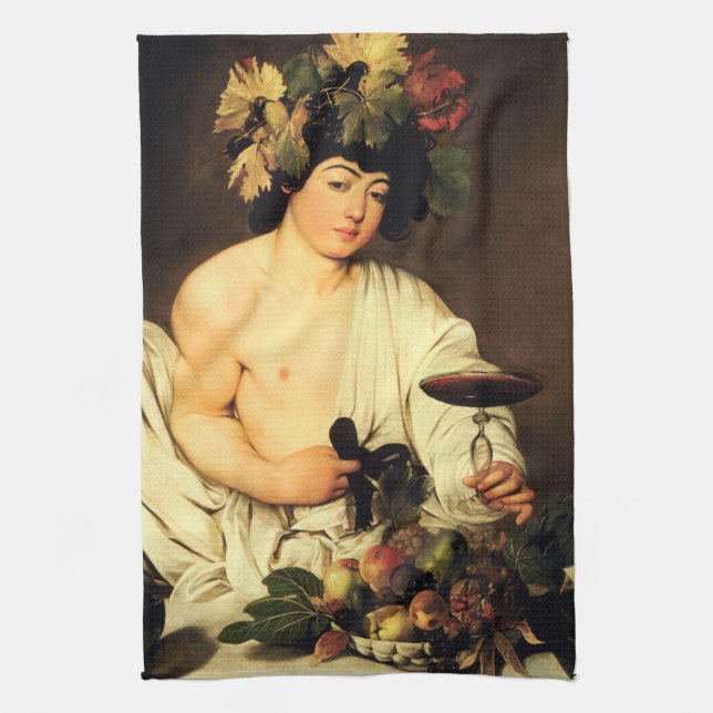 Toalla de cocina del Bacchus de Caravaggio (Vertical)