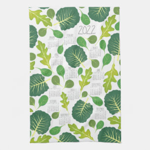 Toalla de cocina del calendario de Verdes Leafy