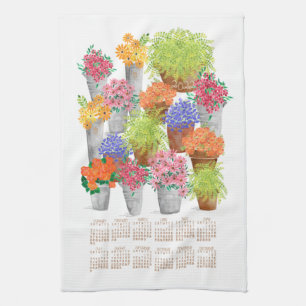 Toalla de cocina del calendario del mercado de flo