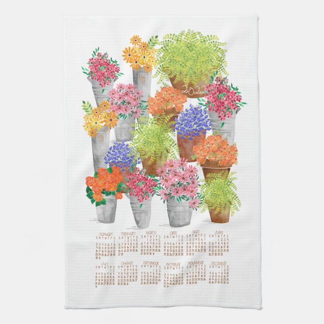 Toalla de cocina del calendario del mercado de flo (Vertical)
