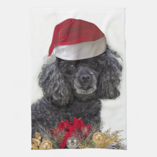 Toalla de cocina del caniche del navidad