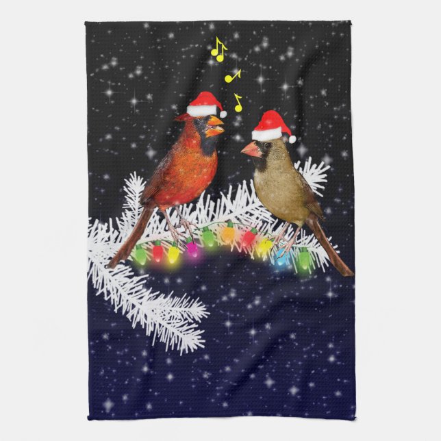 Toalla de cocina del cardenal Navidades (Vertical)