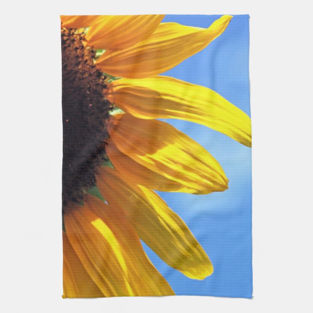 Toalla de cocina del cielo azul girasol (Vertical)