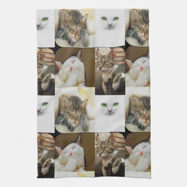 Toalla de cocina del collage del gato (Vertical)