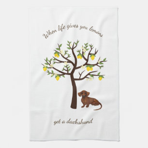 Toalla de cocina del Dachshund cuando la vida le