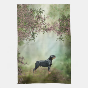 Toalla de cocina del flor de Rottweiler