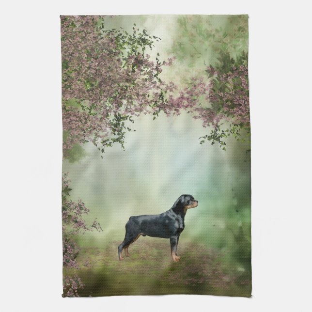 Toalla de cocina del flor de Rottweiler (Vertical)