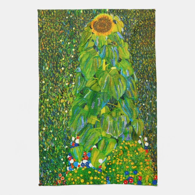 Toalla de cocina del girasol de Gustavo Klimt (Vertical)