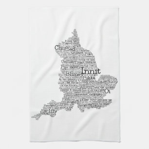 Toalla de cocina del mapa de arte de palabras brit