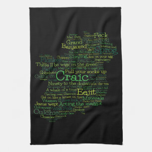 Toalla de cocina del mapa de arte de palabras en j