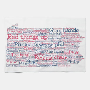 Toalla de cocina del mapa de arte de palabras en j