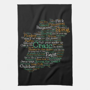 Toalla de cocina del mapa de arte de palabras en j