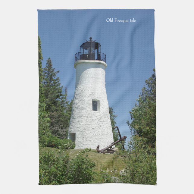 Toalla de cocina del Old Presque Isle Lighthouse (Vertical)