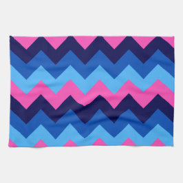 Toalla de cocina del patrón de chevron rosa azul d
