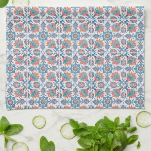 Toalla de cocina del patrón de flor rojo Delft