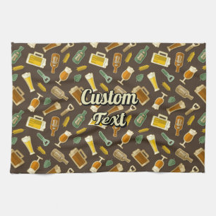 Toalla de cocina del patrón de iconos de cerveza