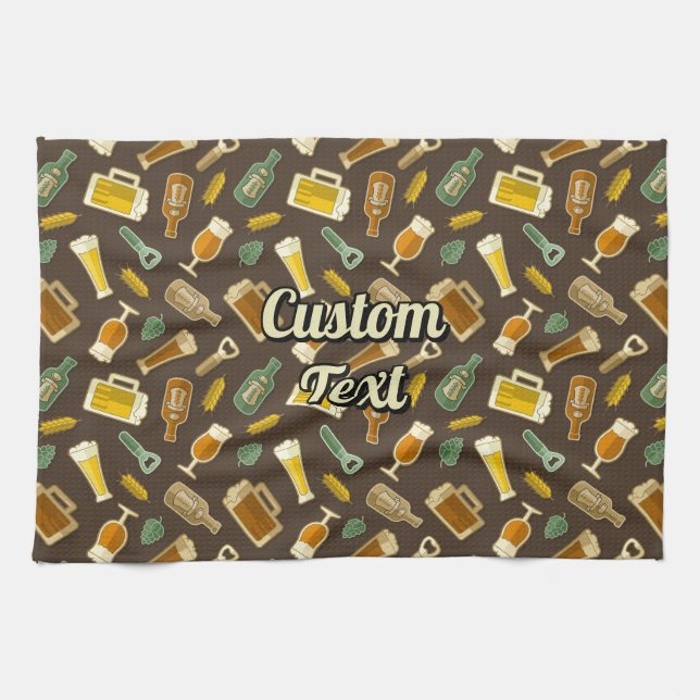 Toalla de cocina del patrón de iconos de cerveza (Horizontal)