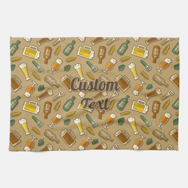 Toalla de cocina del patrón de iconos de cerveza (Horizontal)