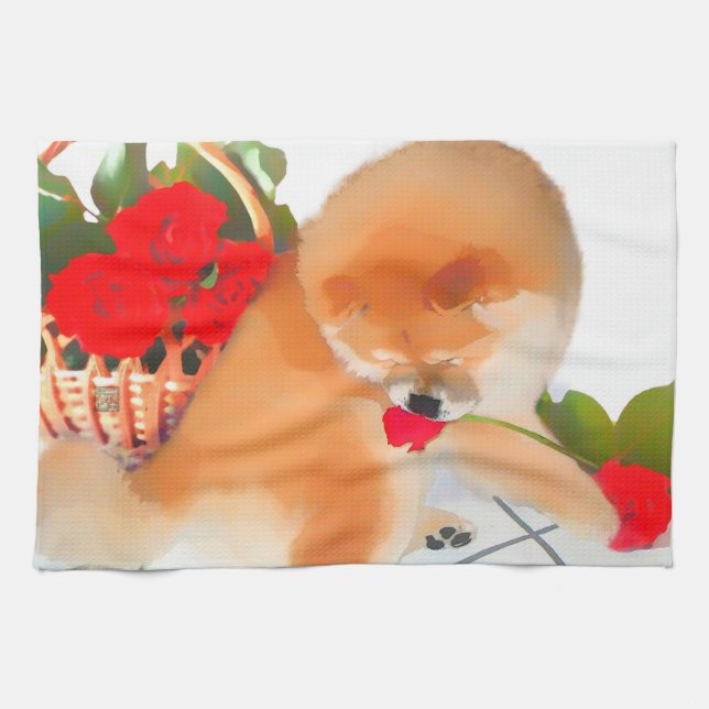 Toalla de cocina del perro chino del heARTdog de (Horizontal)