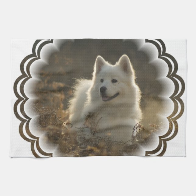 Toalla de cocina del samoyedo (Horizontal)