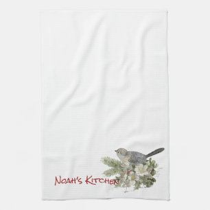 Toalla de cocina del té del Chickadee del navidad