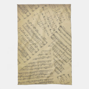 toalla de cocina del tema de la música del modelo