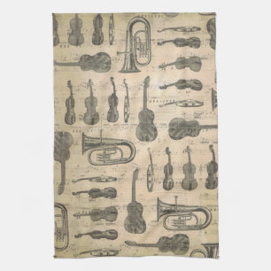 toalla de cocina del tema de la música del modelo