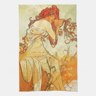 Toalla de cocina del verano de Alfonso Mucha