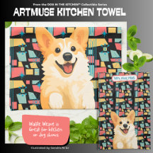 Toalla de cocina DENNY corgi - ArtMuse