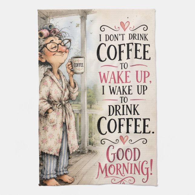 Toalla de cocina divertida para amantes del café – (Vertical)