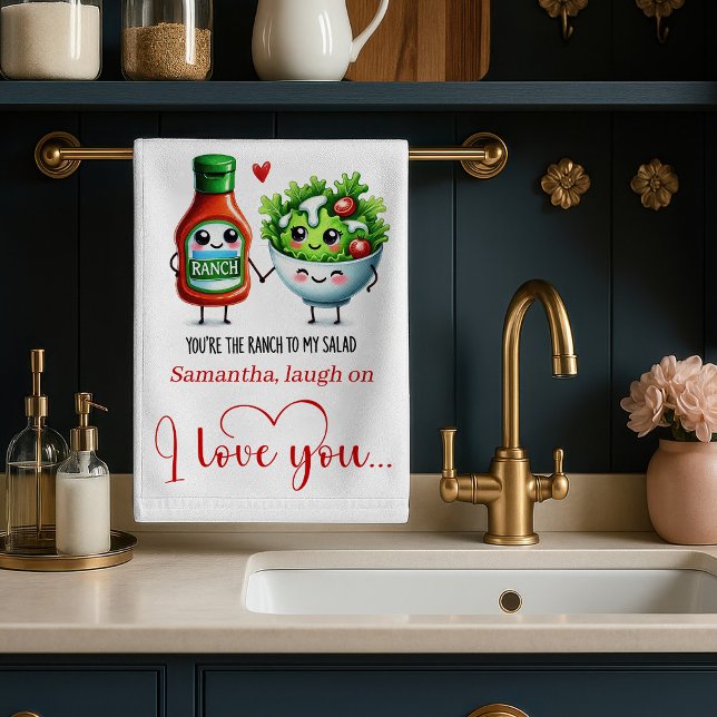 Toalla de cocina divertida para San Valentín moder (Modern Valentine Funny Food Kitchen Towel)