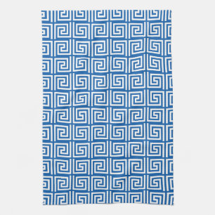 Toalla de cocina dominante griega azul y blanca