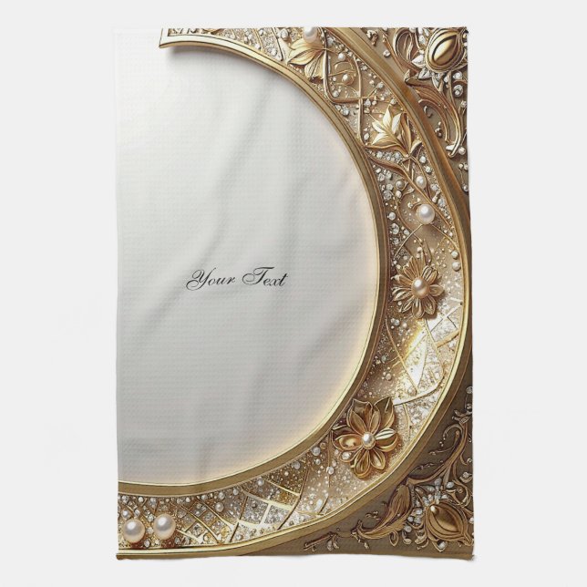 Toalla de cocina dorada ornamentada (Vertical)