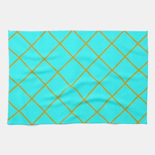 Toalla de cocina dorada y turquesa (Horizontal)
