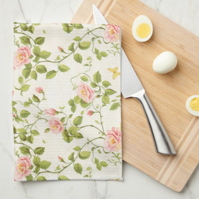 Toalla de cocina Elegant Rose Vine Flourish (Doblado Cuarto)